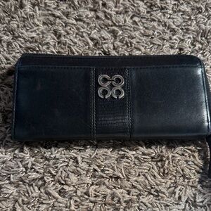 Black coach Leather Wallet with Silver Accent
